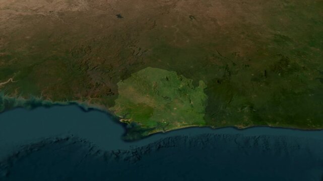  Zooming From World Map To SIERRA LEONE, High Tech Colorful Map Animation