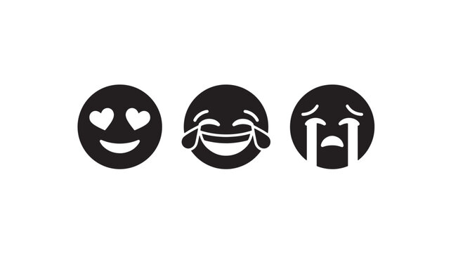 Loving laughing and crying face icon set