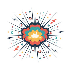 Retro comic book style energy explosion graphic with explosion © ALI