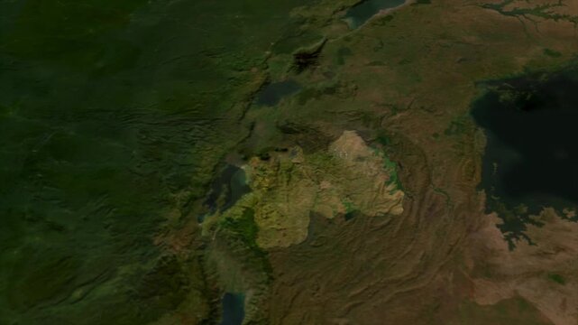  Zooming From World Map To RWANDA, High Tech Colorful Map Animation