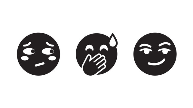 Angry surprised and smirk face emoji icon set