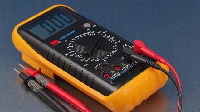 A digital multimeter for measuring the parameters of electrical circuits. Close-up. Soft focus.