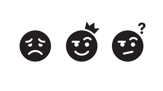 Sad sly and skeptical face emoji icon set