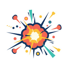 Abstract comic book explosion bubble icon with explosion illustration colorful © ALI