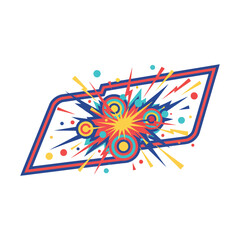 Abstract comic explosion inside a diagonal frame with explosion © ALI