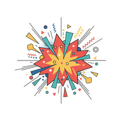 Sharp spiky comic explosion burst element with explosion colorful abstract © ALI