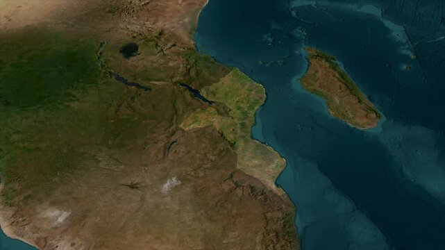  Zooming From World Map To MOZAMBIQUE, High Tech Colorful Map Animation