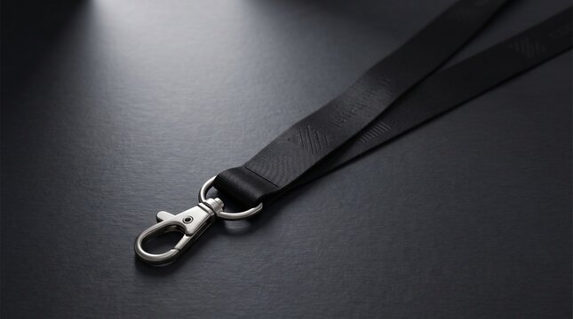 Black fabric lanyard with metal hook accessory business security keychain