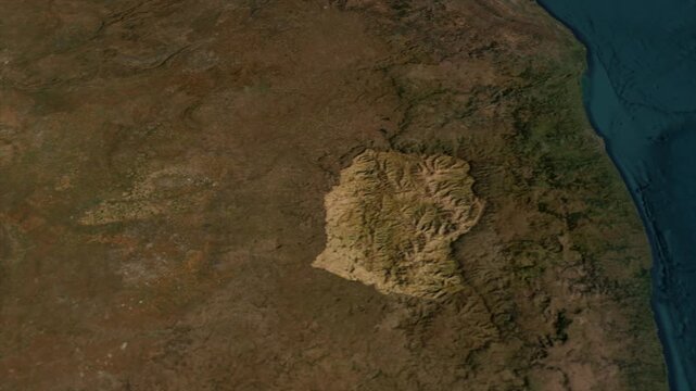  Zooming From World Map To LESOTHO, High Tech Colorful Map Animation