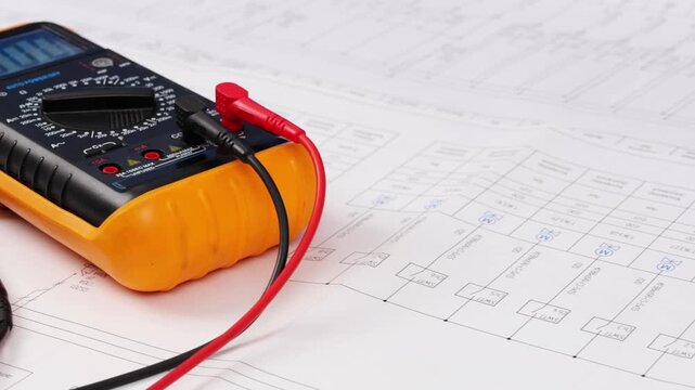 A digital multimeter for measuring the parameters of electrical circuits. Close-up. Soft focus.