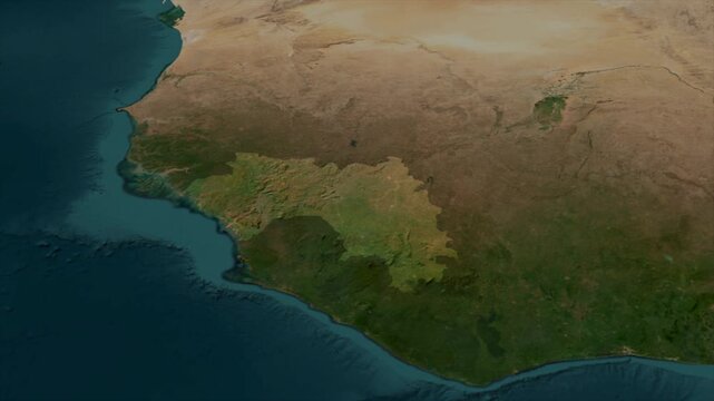  Zooming From World Map To GUINEA, High Tech Colorful Map Animation