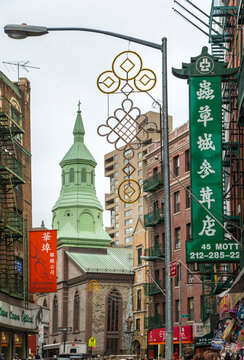 New York City Chinatown and church