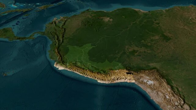  Zooming From World Map To Peru, High Tech Colorful Map Animation