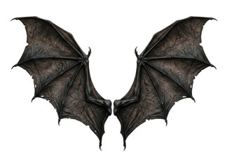 Naklejka premium Detailed dark demon or dragon wings isolated on transparent background. Perfect for fantasy creature design and.