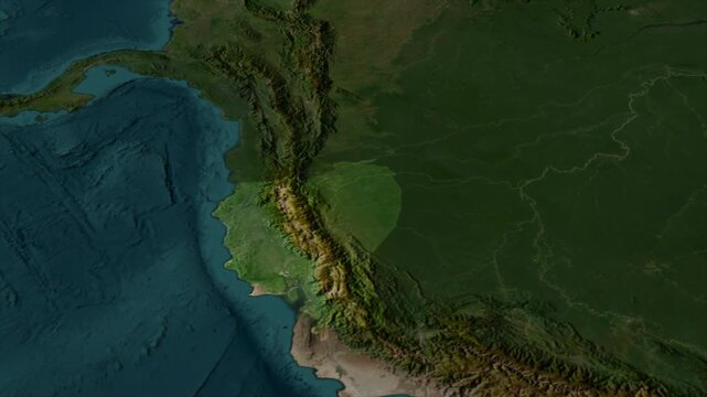  Zooming From World Map To ECUADOR, High Tech Colorful Map Animation