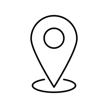 Map pin location line icon. Navigation pointer and GPS destination marker vector outline symbol.