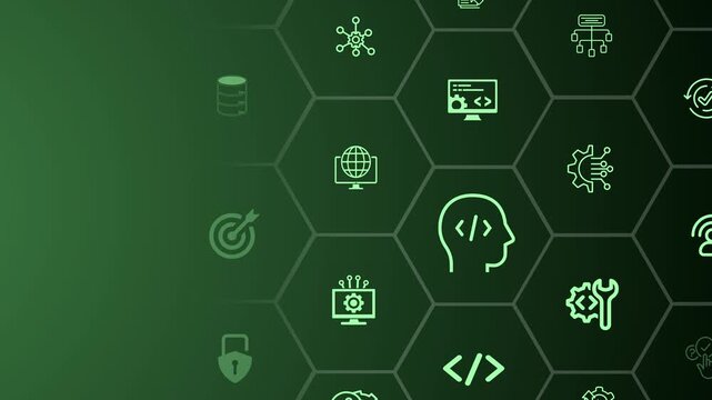 API Application Programming Interface concept on the colorful background. Motion graphics of  API Software development tool. Animation of 4k video. 