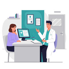 Fototapeta premium Doctor Consultation In Modern Clinic Office With Patient Discussing Health