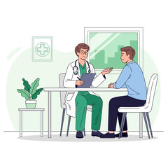 Fototapeta premium Doctor Consultation In Modern Clinic Setting Patient And Physician Dialogue