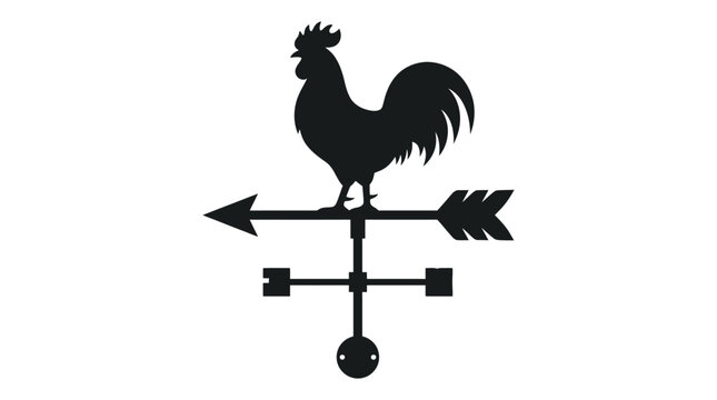 Antique rooster weather vane wind direction silhouette.