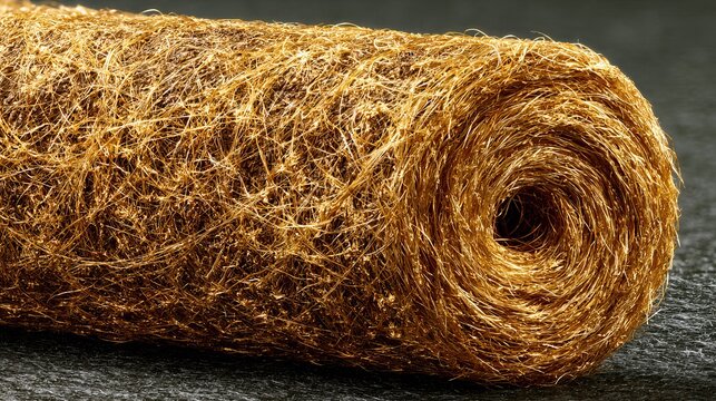 Golden Fibrous Material Roll Texture