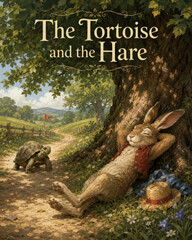 The Tortoise And The Hare Classic Storybook Fable Illustration Art © Jon Le-Bon