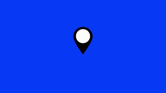 Animated map pin pulsing on chroma key blue background, for location tracking, and navigation ui, location navigation