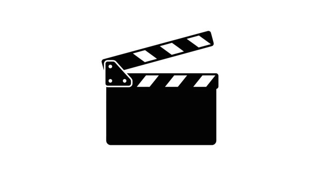 Black movie clapperboard silhouette isolated on white.