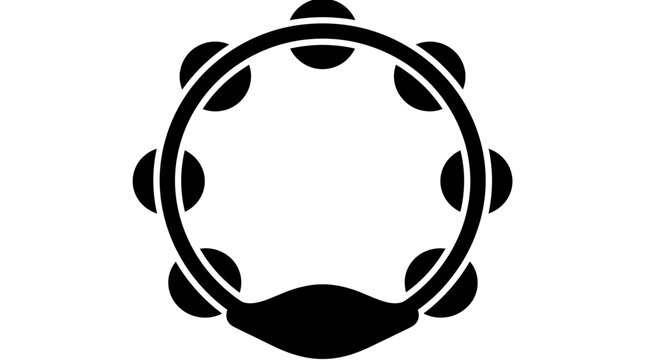 Black tambourine musical instrument silhouette icon.