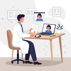Fototapeta premium Doctor Conducting Remote Medical Consultation Using Digital Technology