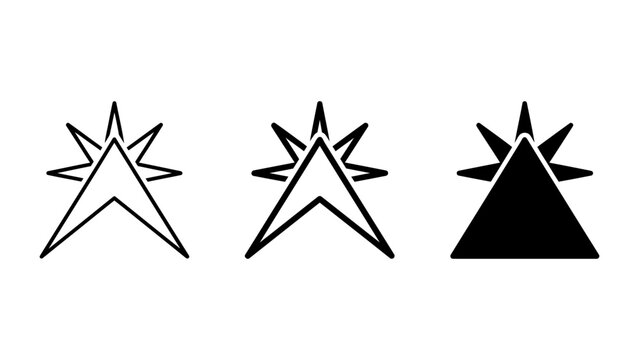 Star triangle emblem icon set with triangle geometric abstract collection illustration isolated