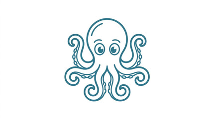 Cute cartoon octopus with big eyes and tentacles. © Adit
