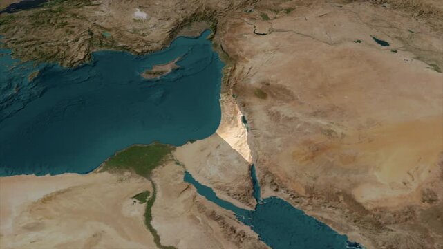  Zooming From World Map To PALESTINE, High Tech Colorful Map Animation