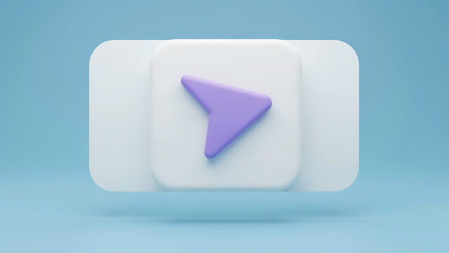 Purple paper plane icon on white rounded square over blue background