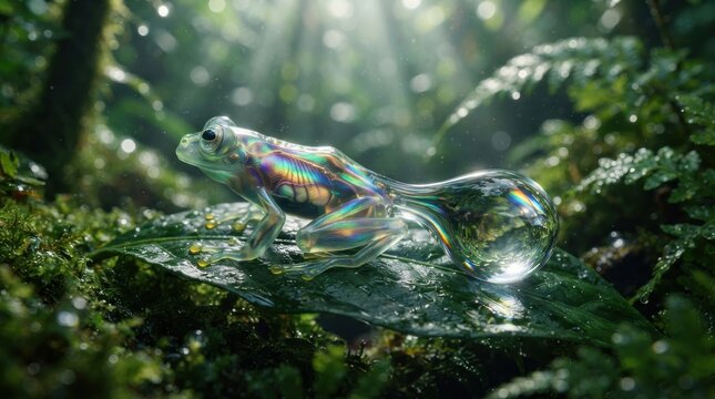 Glass frog in a tropical rainforest