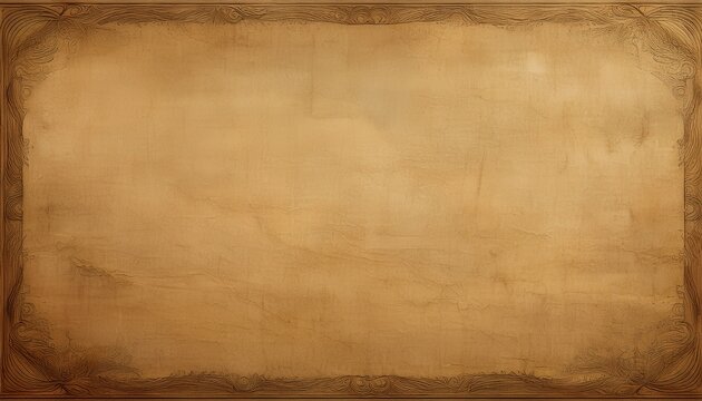 Wide Horizontal Texture Of Old Weathered Parchment Paper With Grungy Borders