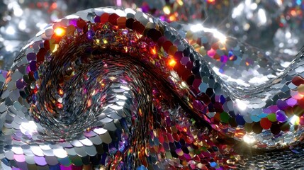 Naklejka premium Vibrant Wavy Iridescent Scales Sparkling Texture
