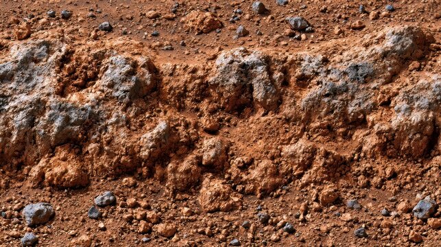 Textured Martian Landscape: Red Rocks and Rugged Terrain