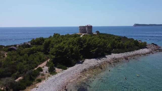 Mamula Island, Herceg Novi Municipality, Montenegro, aerial drone view,