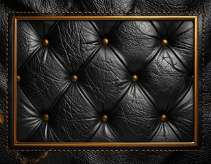 Obraz premium Luxury Black Tufted Leather Background with Gold Metallic Frame