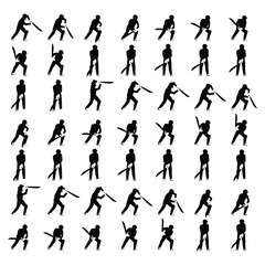 Fototapeta premium Cricket Player Batting Action Sprite Sheet with Multiple Swing Poses Game Animation Frames Sports Character Motion Sequence Vector Illustration