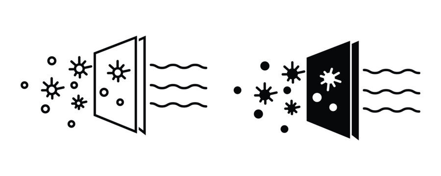 Micro Clean Air Filtration line icon, vector. Filtration, purifier icon symbol.  Purification vector signs.