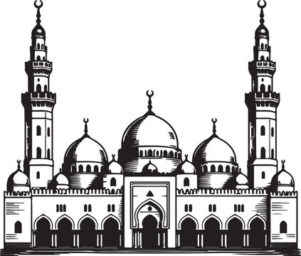 Quba Mosque Historic Islamic Architecture Silhouette

