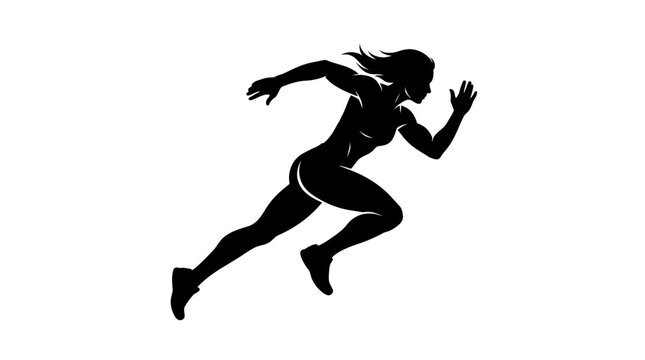 Silhouette of a female runner in motion.