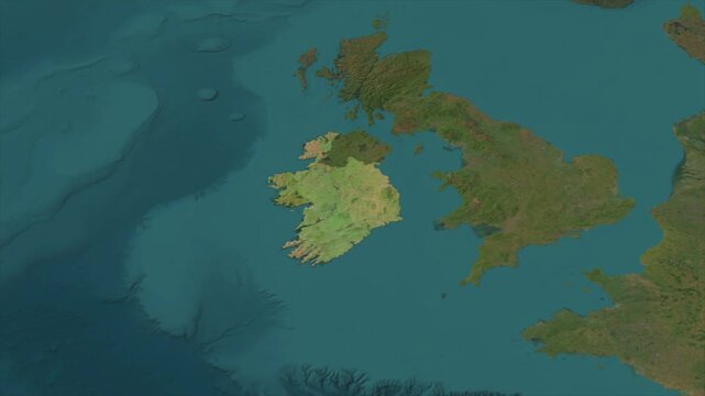  Zooming From World Map To IRELAND, High Tech Colorful Map Animation