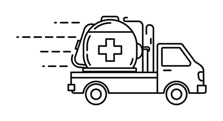 Obraz premium Ambulance truck transporting oxygen tank