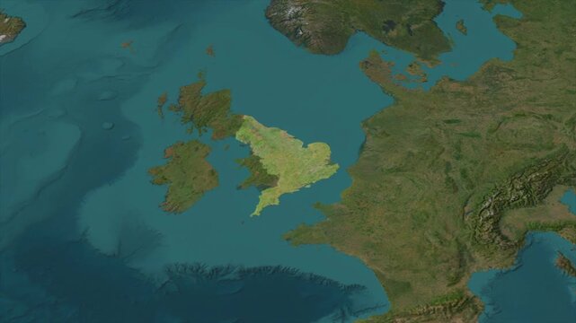  Zooming From World Map To England, High Tech Colorful Map Animation