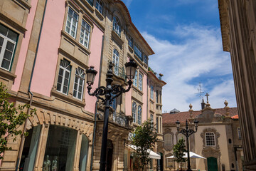 Fototapeta premium Colourful façades in the historic centre of Viseu, Portugal 