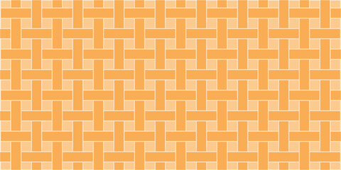 Abstract orange geometric weave pattern background with seamless basketweave texture. Modern bamboo rattan wicker craft line lattice vector illustration graphic design asset copy space © Alvin