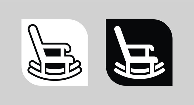 Rocking chair furniture icon in black and white with furniture interiors monochrome isolated pictogram lifestyle